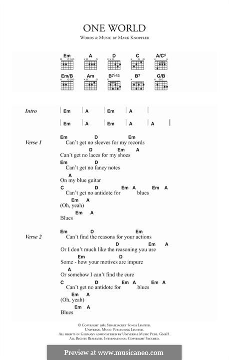 One World (Dire Straits): Lyrics and chords by Mark Knopfler