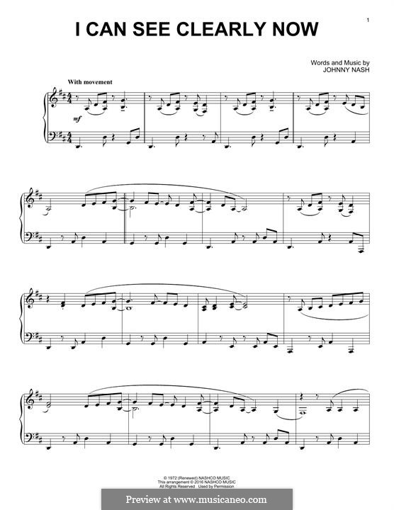 I Can See Clearly Now: For piano by Johnny Nash