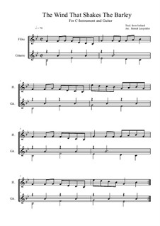 The Wind That Shakes on Barley: For C-instrument and guitar (B flat Major) by folklore