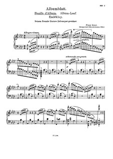 Album Leaf in A Flat Major, S.165: For piano by Franz Liszt