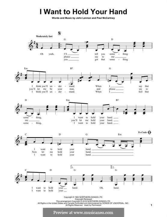 I Want to Hold Your Hand (The Beatles): For guitar with tab by John Lennon, Paul McCartney