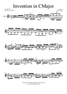 No.1 in C Major, BWV 772: For guitar by Johann Sebastian Bach