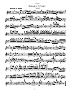 String Quintet No.6 in E Flat Major, K.614: Violin I part by Wolfgang Amadeus Mozart