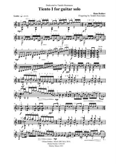Tiento I for guitar solo: Tiento I for guitar solo by Hans Bakker