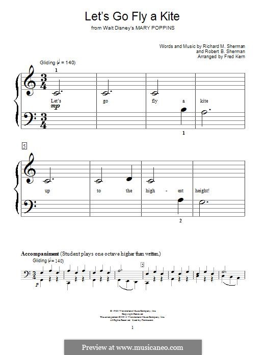 Let's Go Fly a Kite (from Mary Poppins): For piano by Richard M. Sherman, Robert B. Sherman