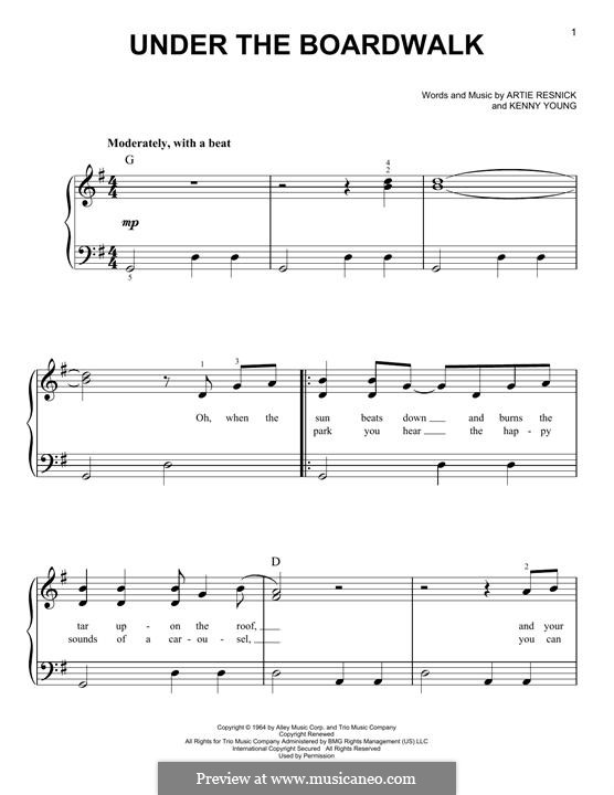 Under the Boardwalk (The Drifters): For piano by Art Resnick, Kenny Young