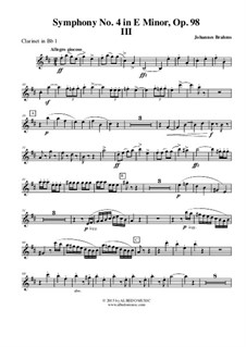 Movement III: Clarinet in Bb 1 (transposed part) by Johannes Brahms