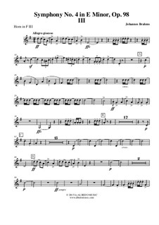Movement III: Horn in F 3 (transposed part) by Johannes Brahms