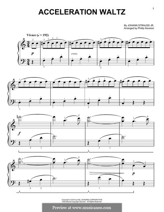 Accelerations Waltz, Op.234: For piano by Johann Strauss (Sohn)