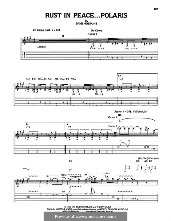 Rust in Peace...Polaris (Megadeth): For guitar with tab by Dave Mustaine