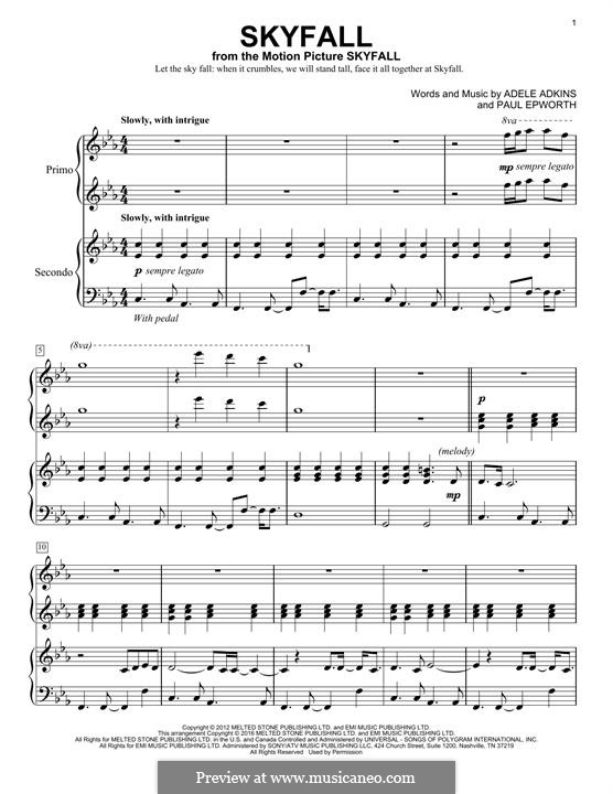 Piano version: For four hands by Adele, Paul Epworth