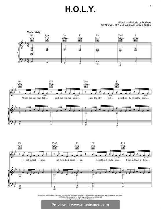 H.O.L.Y. (Florida Georgia Line): For voice and piano (or guitar) by Busbee, William Larsen, Nate Cyphert