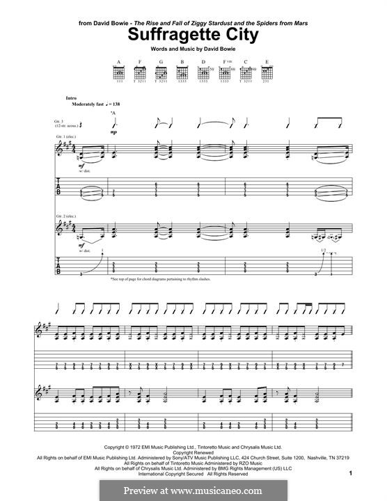 Suffragette City: For guitar with tab by David Bowie