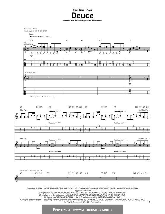 Deuce (KISS): For guitar with tab by Gene Simmons