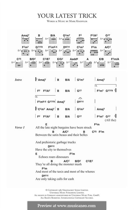 Your Latest Trick (Dire Straits): Lyrics and chords by Mark Knopfler