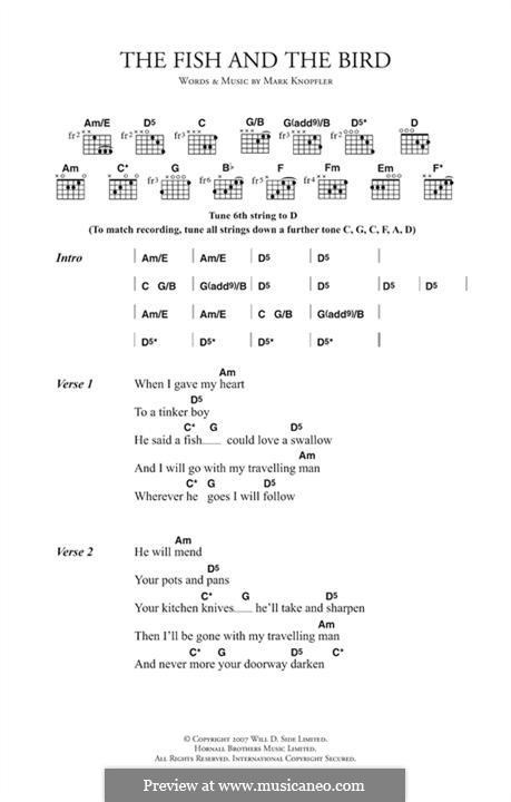 The Fish and The Bird: Lyrics and chords by Mark Knopfler