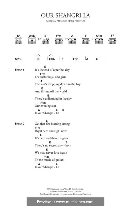 Our Shangri-La: Lyrics and chords by Mark Knopfler