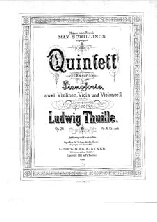 Piano Quintet No.2, Op.20: Full score by Ludwig Thuille