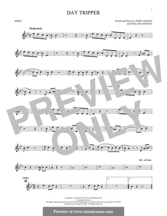 Instrumental version: For horn by John Lennon, Paul McCartney