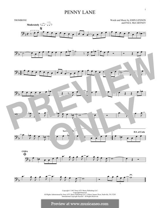 Penny Lane (The Beatles): For trombone by John Lennon, Paul McCartney