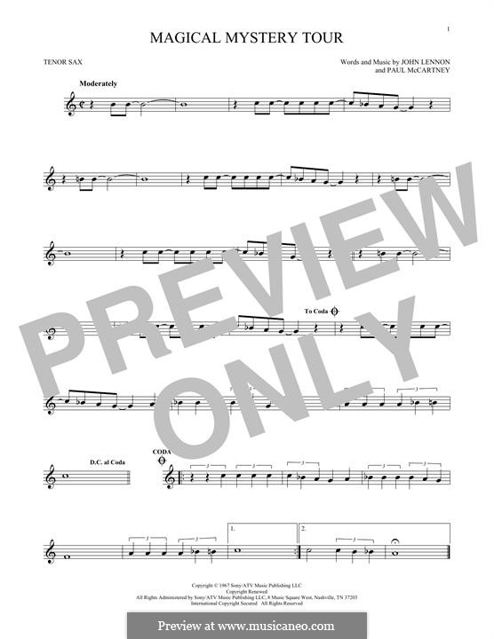 Magical Mystery Tour (The Beatles): For tenor saxophone by John Lennon, Paul McCartney