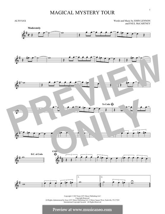 Magical Mystery Tour (The Beatles): For alto saxophone by John Lennon, Paul McCartney