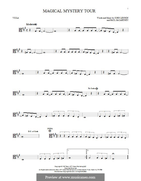 Magical Mystery Tour (The Beatles): For viola by John Lennon, Paul McCartney