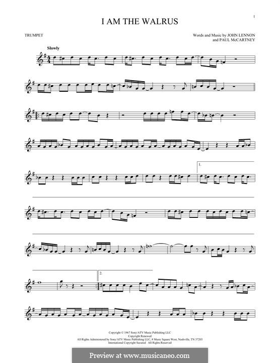 I am the Walrus (The Beatles): For trumpet by John Lennon, Paul McCartney