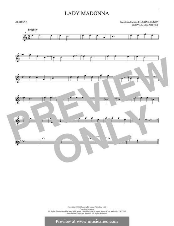 Lady Madonna (The Beatles): For alto saxophone by John Lennon, Paul McCartney