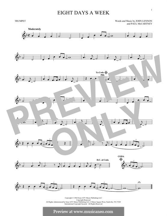 Eight Days a Week (The Beatles): For trumpet by John Lennon, Paul McCartney