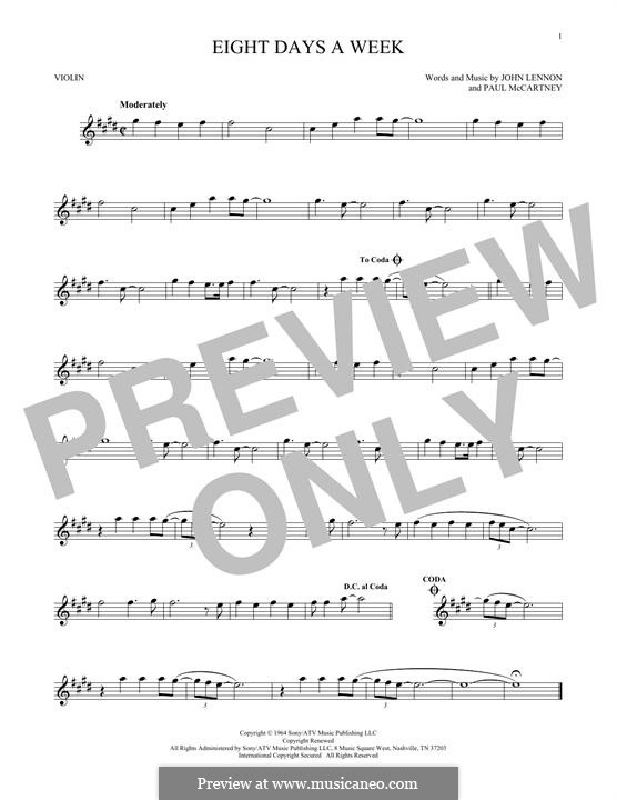 Eight Days a Week (The Beatles): For violin by John Lennon, Paul McCartney