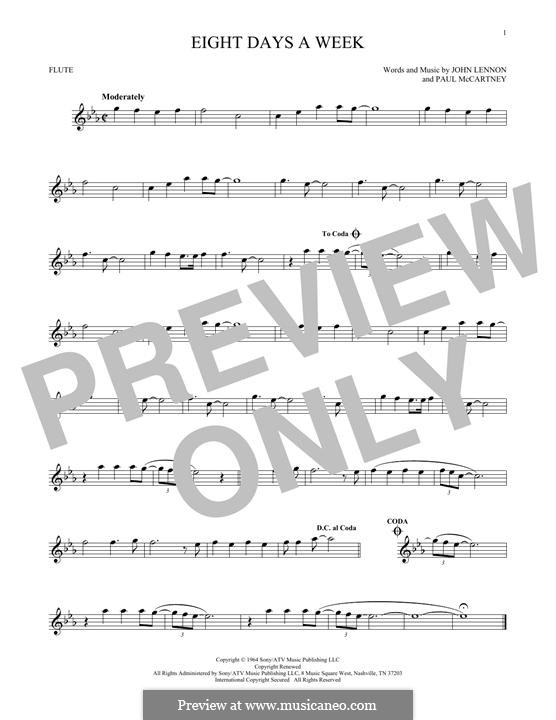 Eight Days a Week (The Beatles): For flute by John Lennon, Paul McCartney
