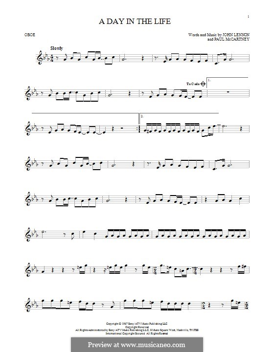 A Day in the Life (The Beatles): For oboe by John Lennon, Paul McCartney