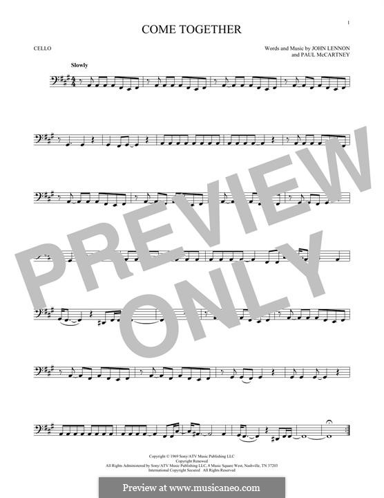 Come Together (The Beatles) instrumental version: For cello by John Lennon, Paul McCartney