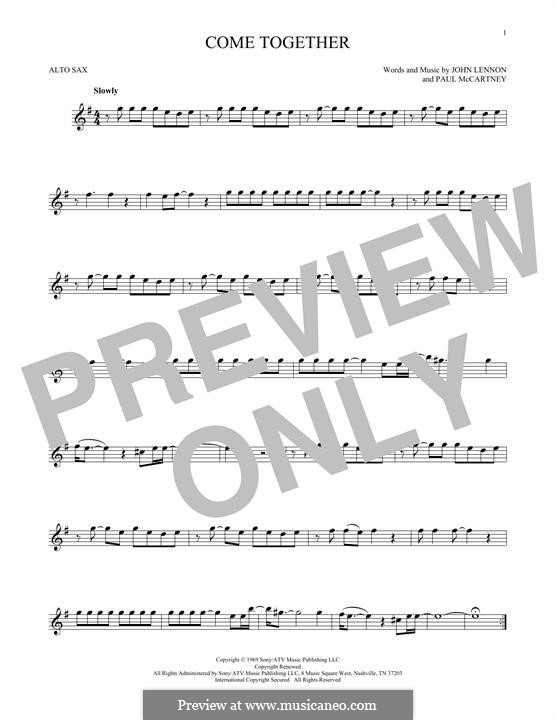 Come Together (The Beatles) instrumental version: For alto saxophone by John Lennon, Paul McCartney