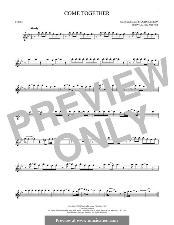 Come Together (The Beatles) instrumental version: For flute by John Lennon, Paul McCartney