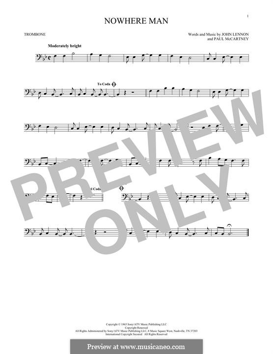 Nowhere Man (The Beatles): For trombone by John Lennon, Paul McCartney