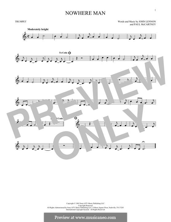 Nowhere Man (The Beatles): For trumpet by John Lennon, Paul McCartney