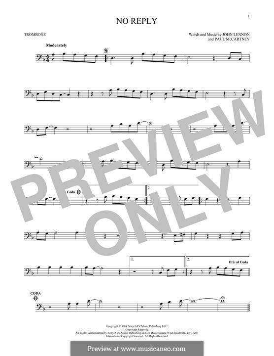 No Reply (The Beatles): For trombone by John Lennon, Paul McCartney