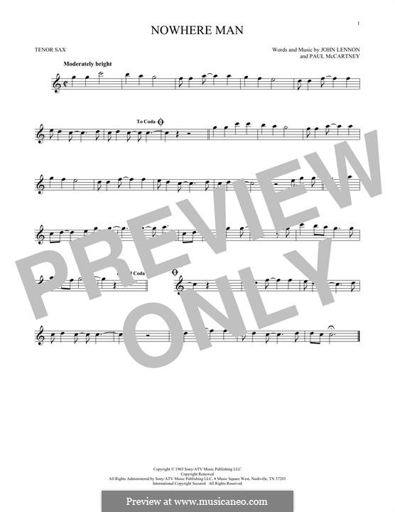Nowhere Man (The Beatles): For tenor saxophone by John Lennon, Paul McCartney