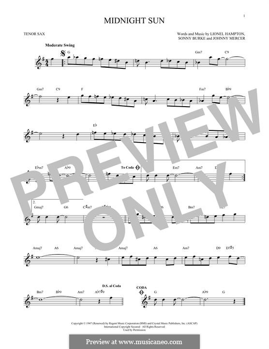 Midnight Sun (Lead sheet with lyrics ) Sheet music for Piano (Solo