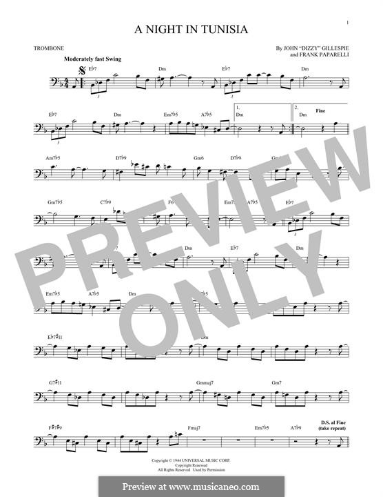 A Night In Tunisia: For trombone by Dizzy Gillespie, Frank Paparelli