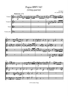Fugue in A Minor, BWV 947: For string quartet by Johann Sebastian Bach
