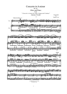 Concerto for Oboe and Strings in A Minor, RV 461: Arrangement for oboe and piano by Antonio Vivaldi