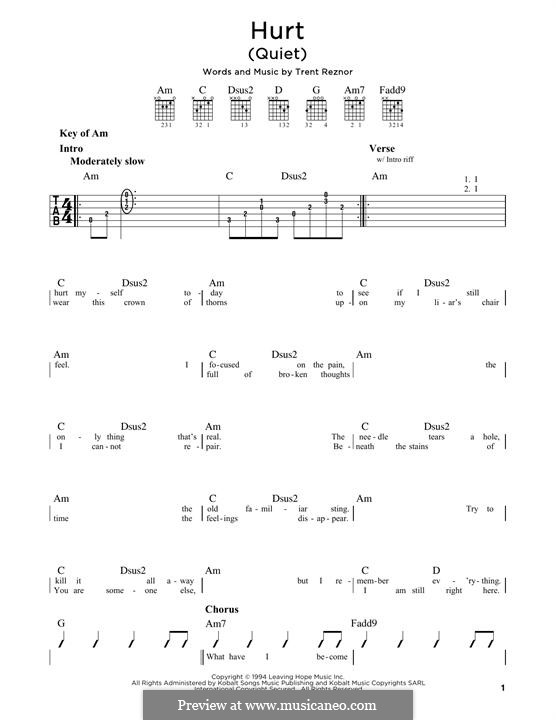 Hurt (Nine Inch Nails): For guitar with tab by Trent Reznor