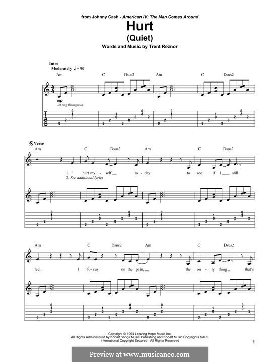 Hurt (Nine Inch Nails) by T. Reznor - sheet music on MusicaNeo Hurt (Nine Inch Nails) by T. Reznor - sheet music on MusicaNeo