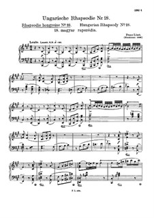 No.18 in F Sharp Minor, S.244: For piano by Franz Liszt
