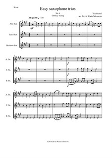 15 easy saxophone trios: No.6 Donkey riding by folklore