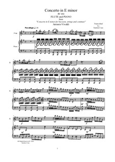 Concerto for Flute and Piano in E Minor, RV 484: Score, solo part by Antonio Vivaldi