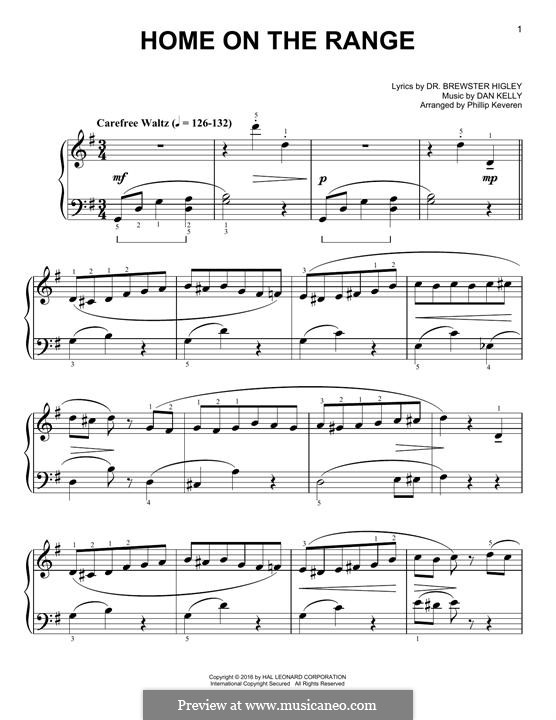 Home on the Range: For piano by Daniel E. Kelley